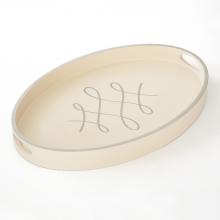  BB-008-003 - Script Oval Tray in Ivory